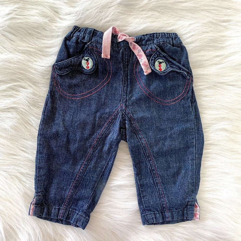 Cakewalk Baby Girls Pintucked Blue Jeans 9M